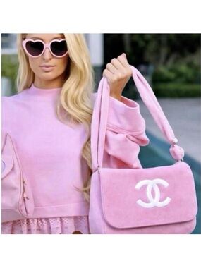 NEW Chanel Beauté Précision Pink Fleece Terry Plush Crossbody Bag Promo GWP